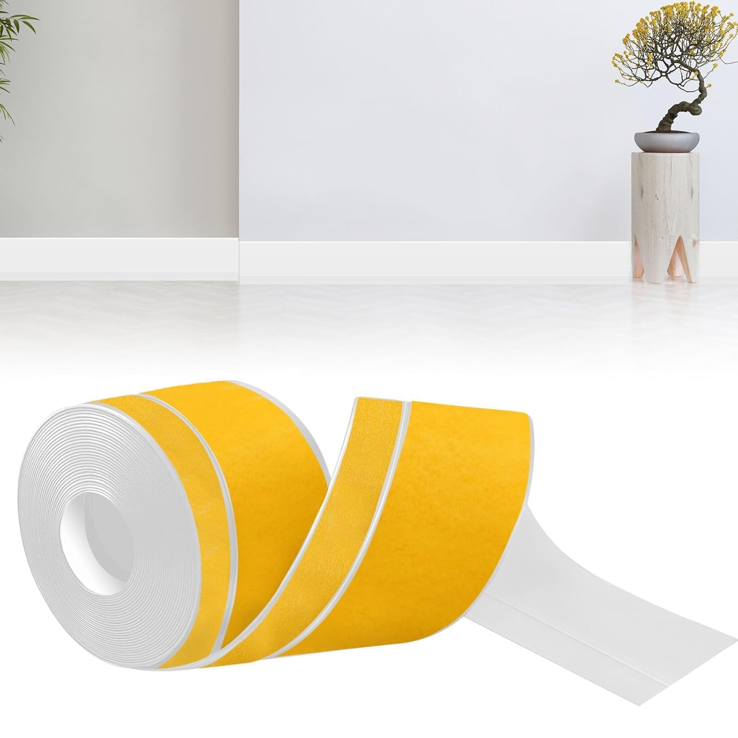Rodapies Autoadhesivo, 80 mm x 20 mm x 24m PVC Zocalo Cocina, Flexible Autoadhesivo Rodapie PVC Copete Encimera Cocina Ideal para Cocinas y Baños (Blanco)