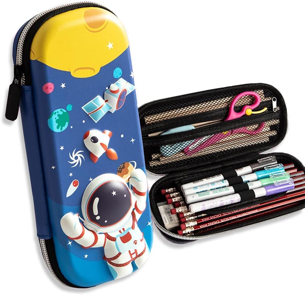 Polyester 3D Printed Pencil Pouch For Kids, Compass School Pouch Premium Stylish Pen Holder Pouch Stationery Box Pencil Pouch Bag (Multicolor) (Space Printed)-image-40