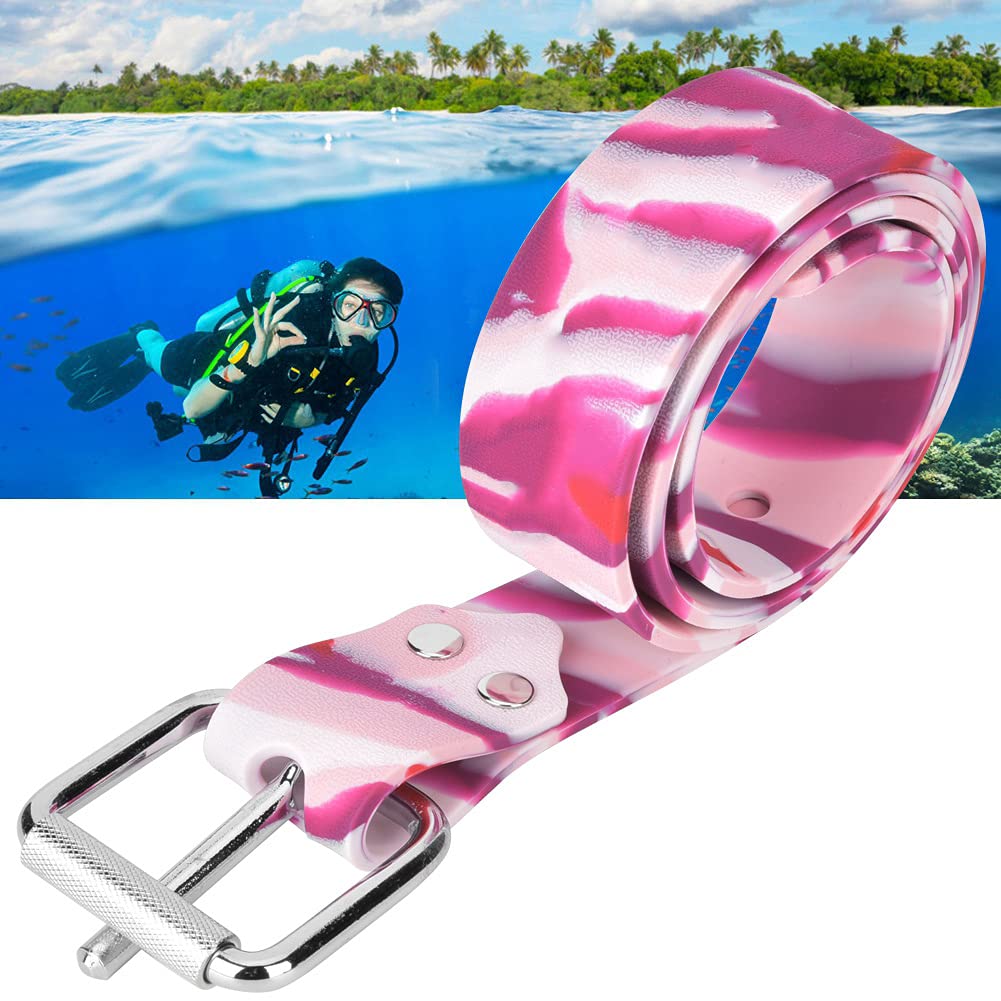 equlup 4.3ft Adjustable Rubber Weight Belt Silicone Freediving Waistband Waist Quick Release StainlessSteel Buckle Belt Diving Scuba Equipment (1.3M Camouflage Powder)