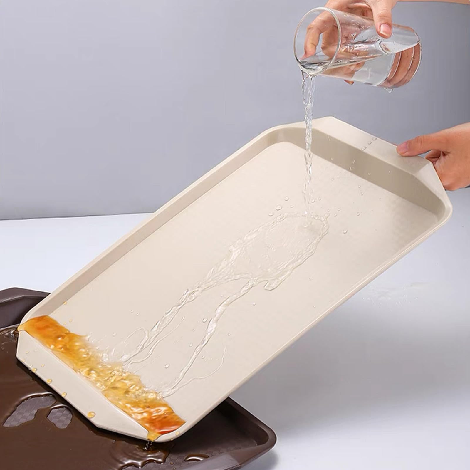 Maty do bagażnika do przedpokoju, 3 sztuki, gumowa taca na buty do ogrodu, sypialni, strefy wejściowej, garażu, plastikowa taca, brązowa