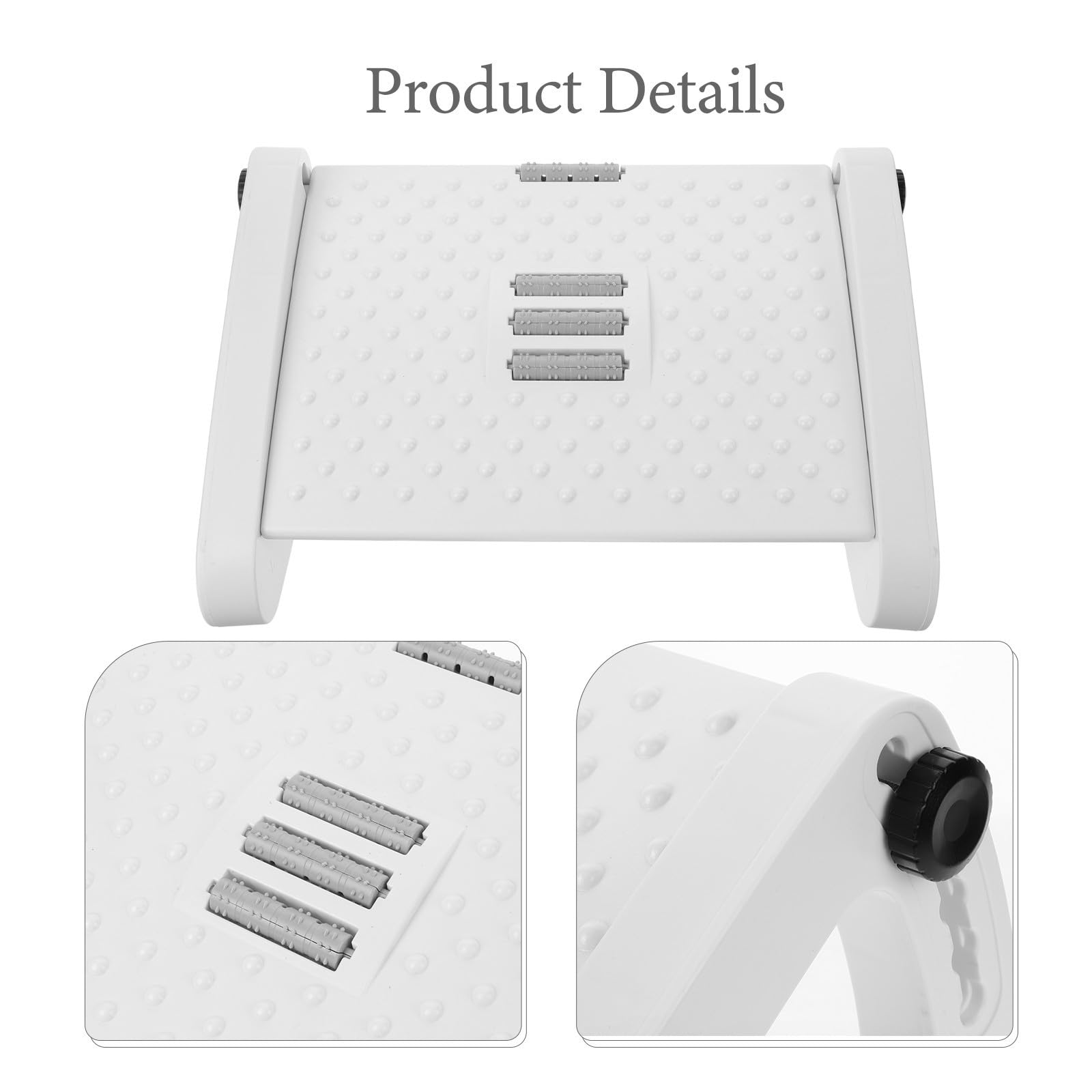Garneck Reposapiés Buena Capacidad de Carga y Resistencia Presión Ergonómico Ajustable de Plástico Blanco para Oficina Adecuado para Trabajo y Descanso
