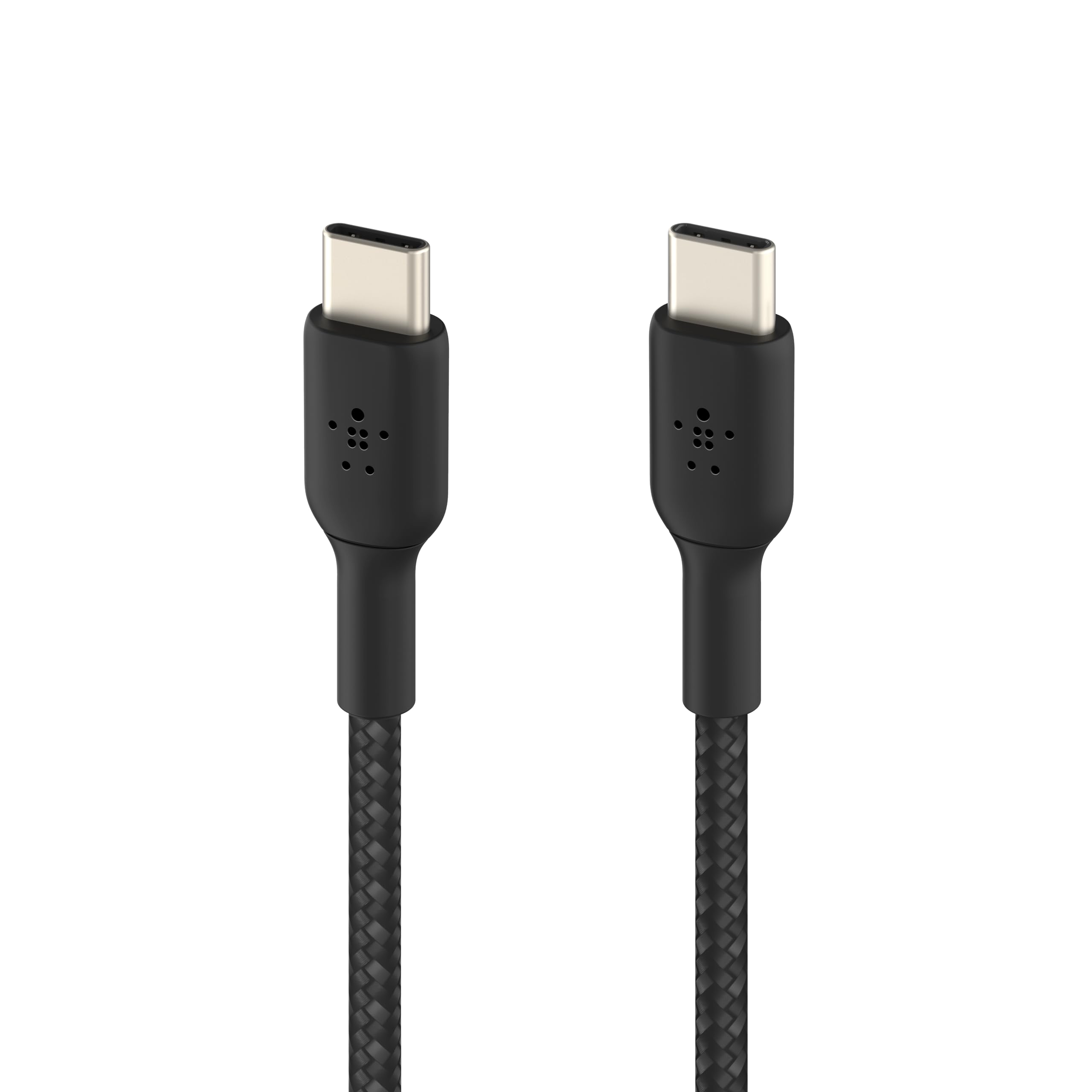 Belkin BoostCharge (0.5ft) Braided USB-C to USB-C Cable for iPhone 16, iPhone 16 Pro, iPhone 16 Pro Max, iPhone 16 Plus, iPhone 15, Galaxy S24, S23, Note10, Pixel 9, Pixel 8, iPad Pro & More - Black