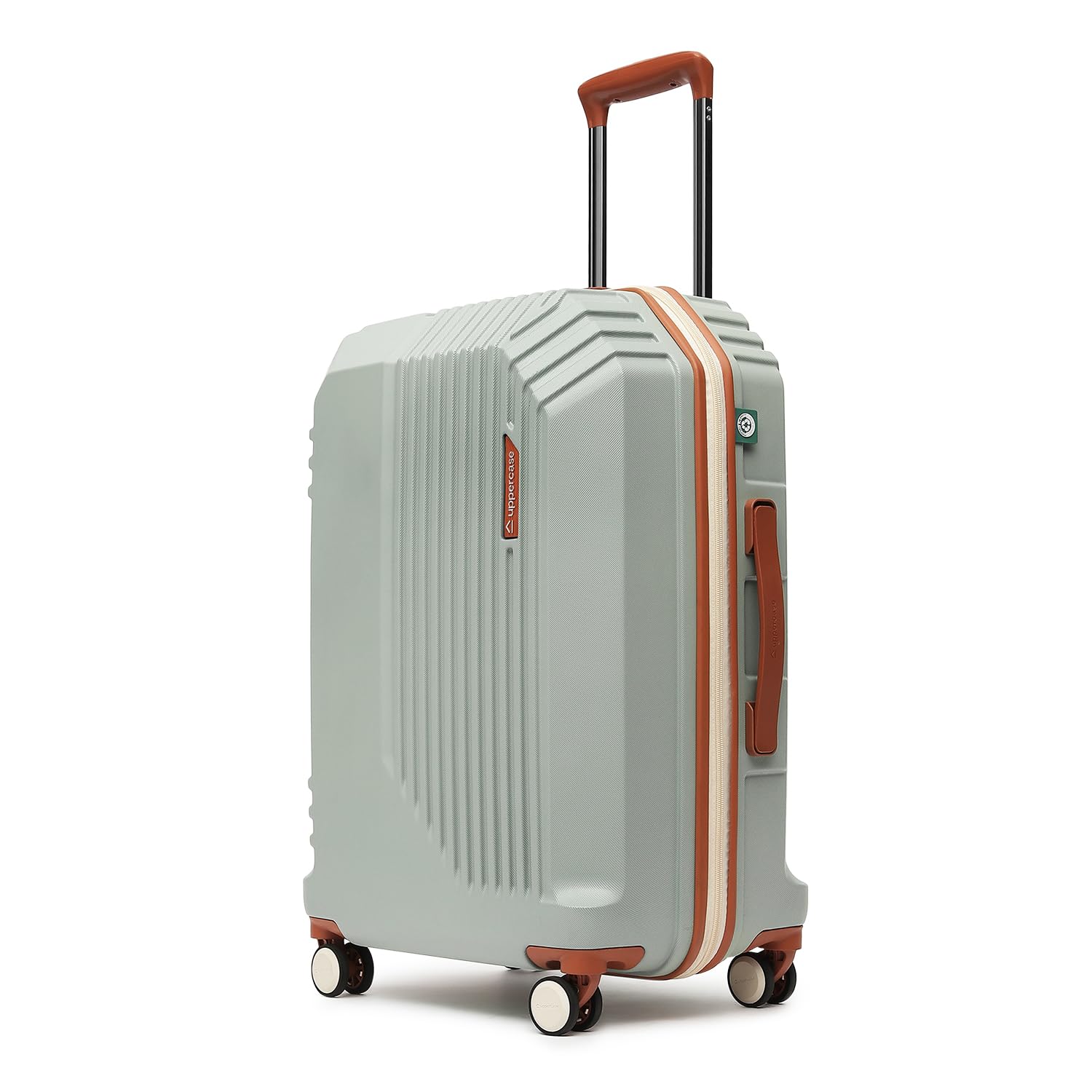 uppercase Vector (Medium) 65cm, Check-in Sustainable Trolley Bag, Hardsided Anti-Scratch 8 Wheel Double Spinner Luggage, TSA Lock & Anti-Theft Zippers, Suitcase for Unisex, 2000 Days Warranty (Green)