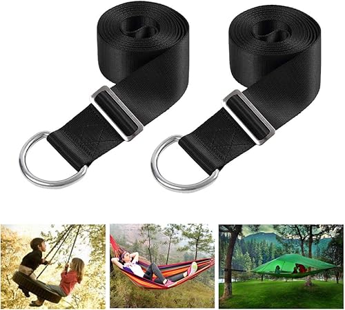 Miniatura 6 de Correas de columpio para árbol de 8 x 2 pulgadas, kit para colgar hamaca de campamento con capacidad para 2200 libras, correa ajustable extra larga