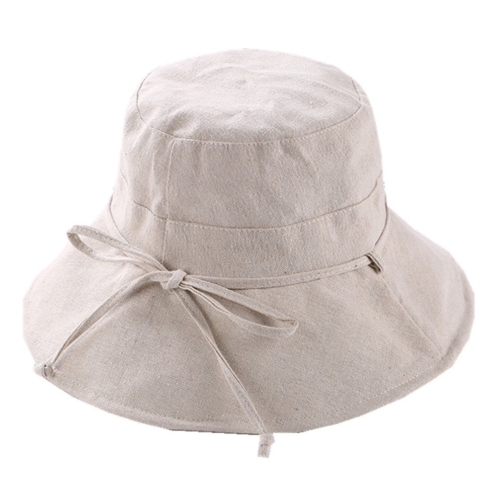 Chapeau De Soleil Femme Large Bord 11.5cm | Coton Pliable UPF 50+ | Avec Nœud Papillon | Pour Plage, Voyage
