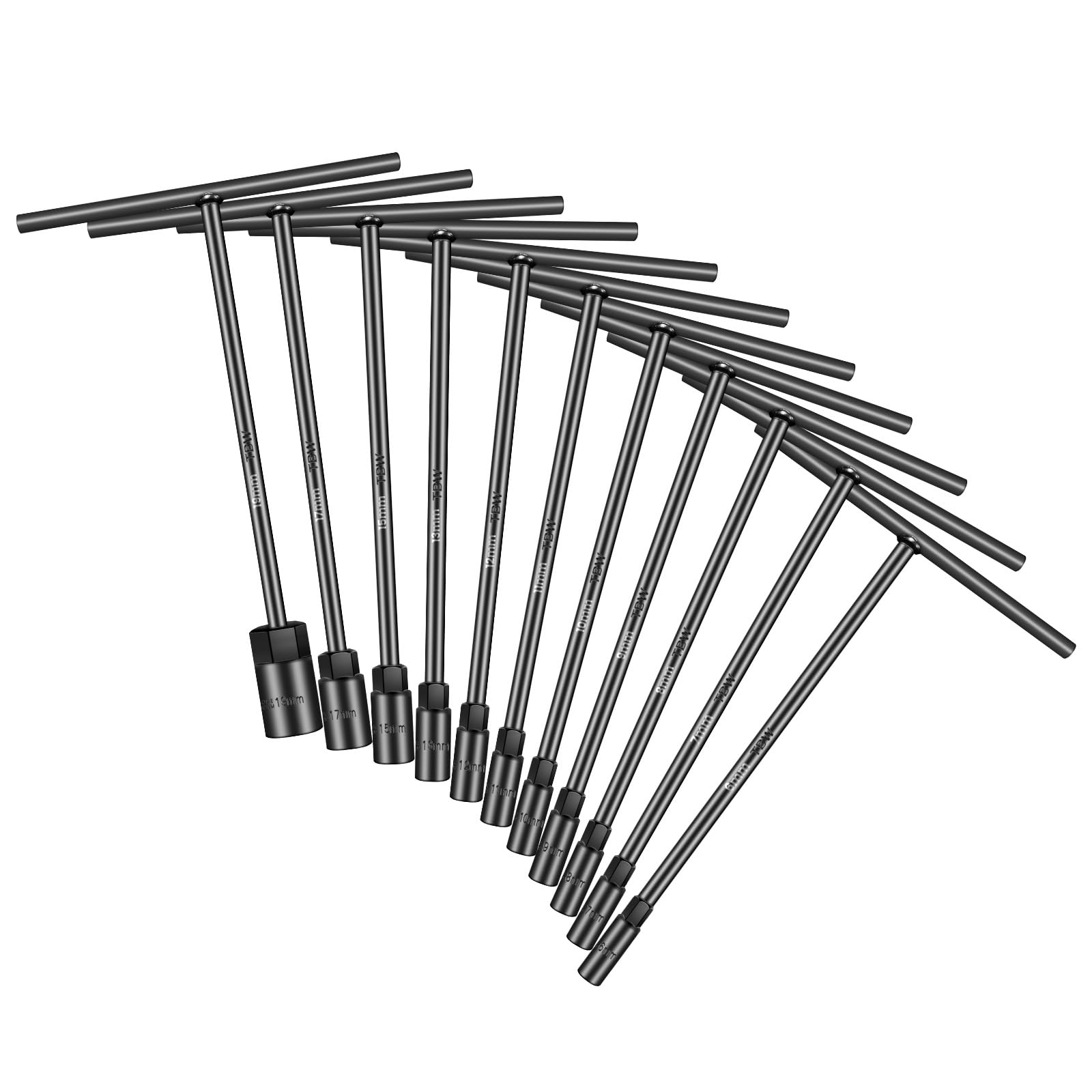 pgroup 11 Piece Metric T Socket Wrench Set (6mm, 7mm, 8mm, 9mm, 10mm, 11mm, 12mm, 13mm, 15mm, 17mm, 19mm), 6 Pan. s, CR-V Steel, Marquee Laser age, for Motorcycle and Auto Repair