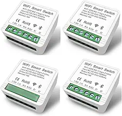 Kit 4 Mini Interruptor Inteligente Smart Switch 16A Wifi Automação Residencial Alexa Google Compativel com Smart Life e Tuya