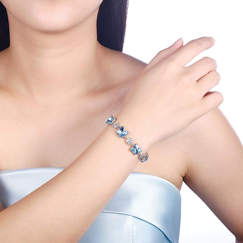 para Mujeres, S925 Fashion Azul Estilo Bordado de Mariposa Bordado Dama Flor Pulsera de Ropa Personalizada Accesorios de Ropa Personalizada Joya Pulsera