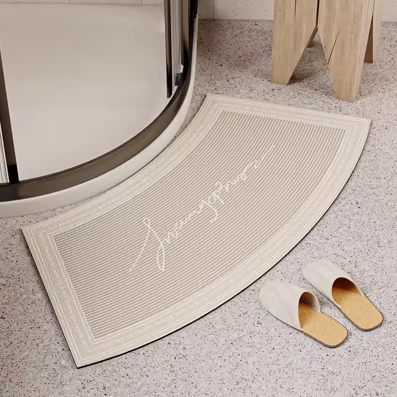 EUPXRHY Fast Drying Curved Bath Mat Shower Mats for Round Bathroom and Shower, Strong Absorbent Corner Bath Mat, Rubber Non-Slip Bottom, Easy to Clean, 45x100cm(18x40inch),H