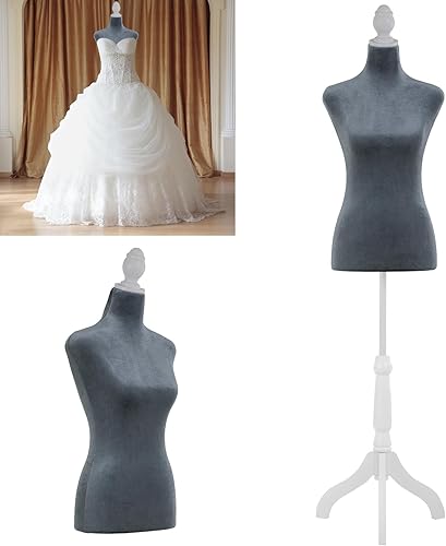 Miniatura 9 de BLKMTY Maniquí femenino con forma de torso, maniquí de costura, altura del cuerpo, ajustable, modelo de vestido con base de trípode, para costura,