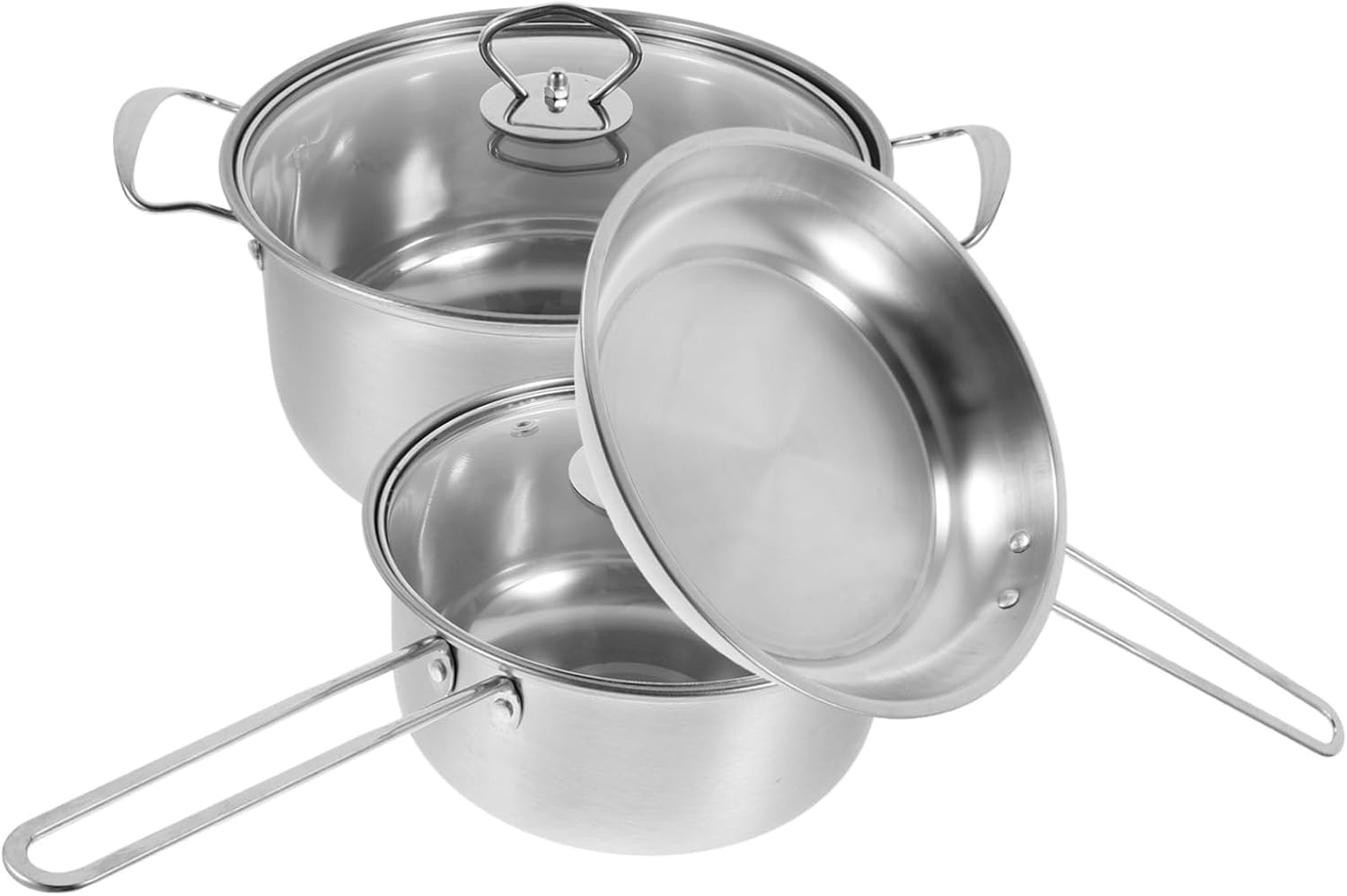 Cabilock 1set Stainless Steel Pot Set Cookware Set Soup Pot Frying Pan Clad Cookware