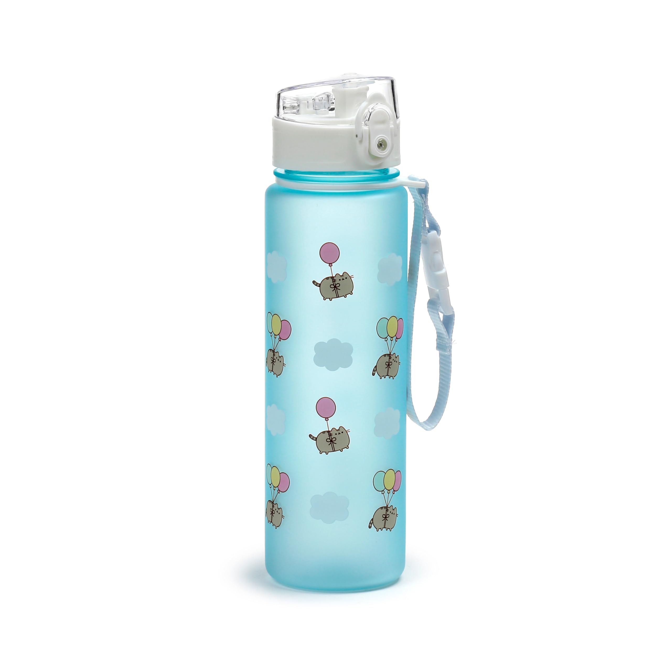 Puckator Pusheen the Cat Balloons Pop Top 600ml Shatterproof Bottle - Reusable Insulated Active Water Bottle Flask For Girls And Boys With A Carry Handle & Straw - Bpa Free - For School Nursery