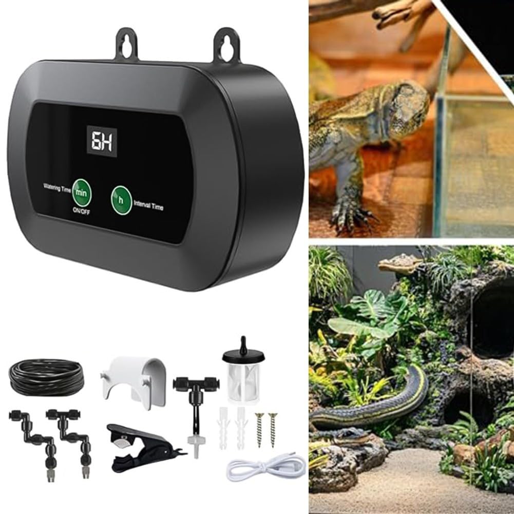 Automatischer Terrarium-Luftbefeuchter, zeitgesteuertes Sprühsystem mit 360° verstellbaren Düsen für Reptilienkletterhaustier IC501S