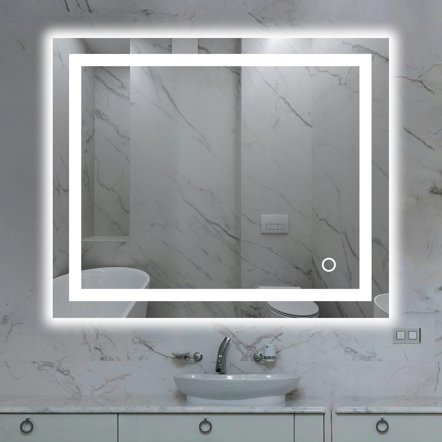 - Blossom 36X30 LED Bathroom Mirror with Lights, Anti-Fog, Dimmable, Backlit + Front Lit, Lighted Bathroom Vanity Mirror for Wall, Memory Function, Waterproof, Tempered Glass, Smart Vanity Makeup Mirror