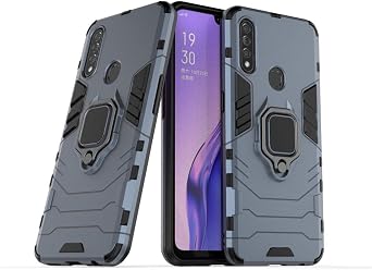 LuluMain متوافق مع Oppo A31، حافظة Oppo A8، حامل معدني مقاوم للصدمات، مصد صلب يعمل مع غطاء متين مزدوج الطبقة مثبت على السيارة باللون الأزرق الداكن