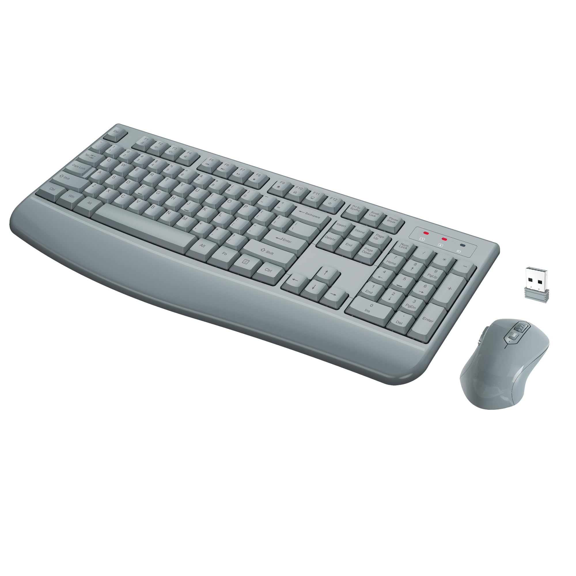 Wireless Keyboard and Mouse Combo, Full-Sized 2.4GHz Wireless Keyboard with Comfortable Palm Rest and Optical Mouse for Windows, Mac OS PC/Desktops/