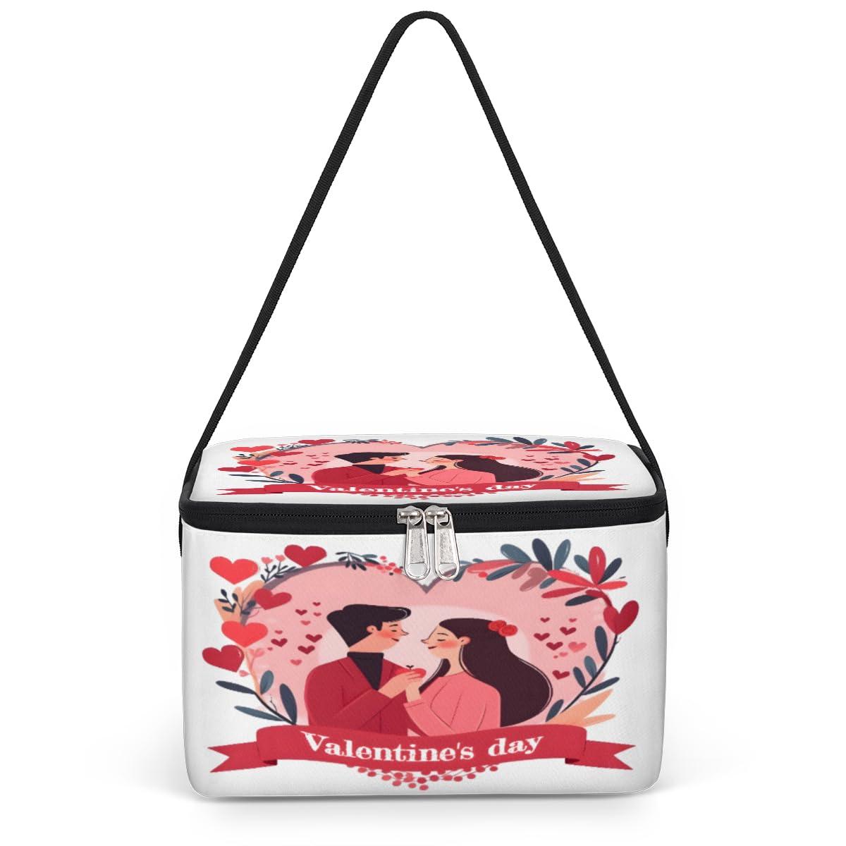 GzLeyigou Valentine's Day Couple Lunch Bags for Women Men 9 Cans, Hot & Cold Food Delivery Bag Insulated Grocery Bag Insulated Lunch Box Cooler Bag for Office Work Picnic Beach