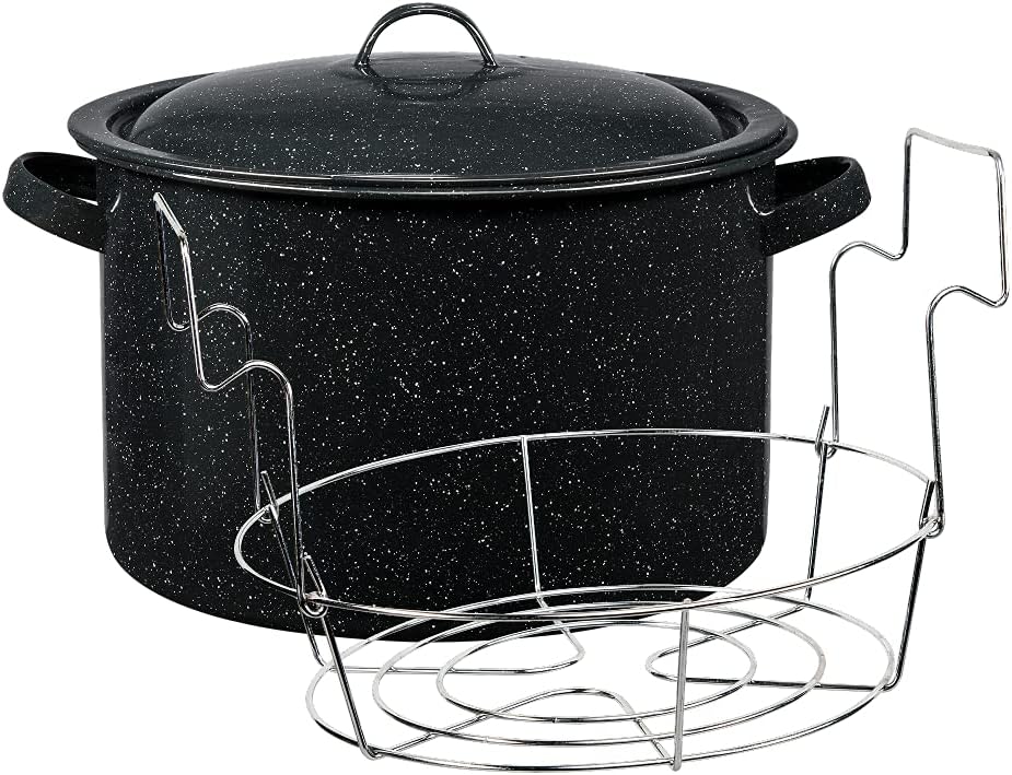 Granite Ware Enamel on Steel 12-Quart Water Bath Canner with Lid Black