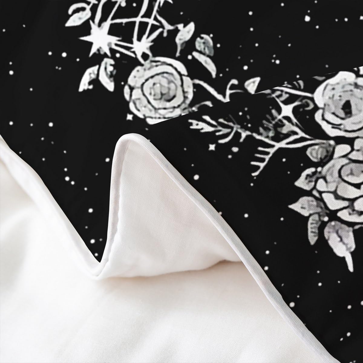 Homewish Sugar Skull King Size Zestawy Pościeli Czarny Goth Szkielet Bawełniana Poszwa Na Kołdrę Boho Kwiatowa Poszwa Na Kołdrę Gotycki Zestaw Łóżek