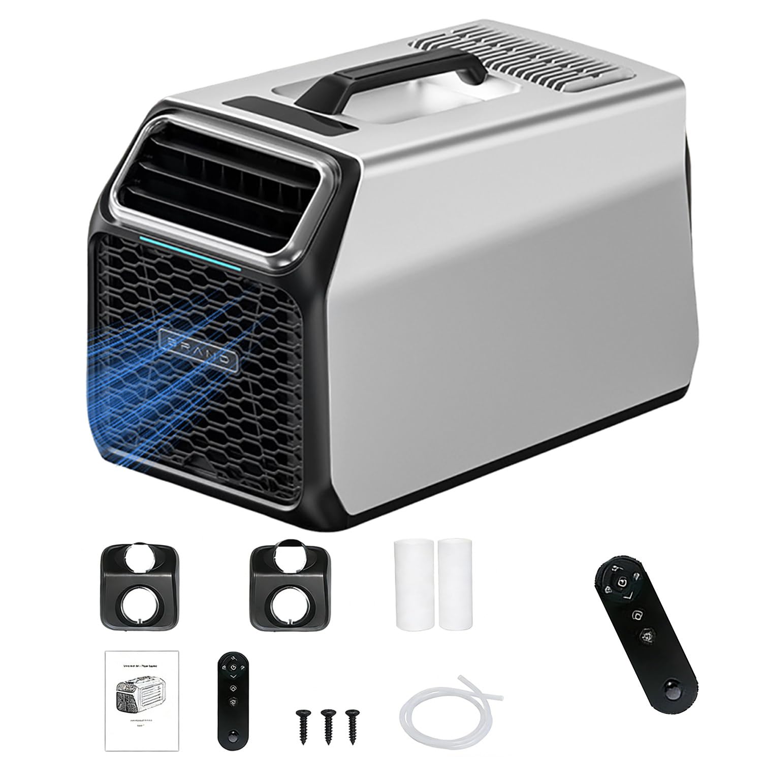 TcmPiyascere Rechargeable Portable Air Conditioner For Camping, Tent & RV - 4-in-1 Cooling, Dehumidifying, Sleep & Timer Modes For Van, Car & Off-Grid Use(Silver)