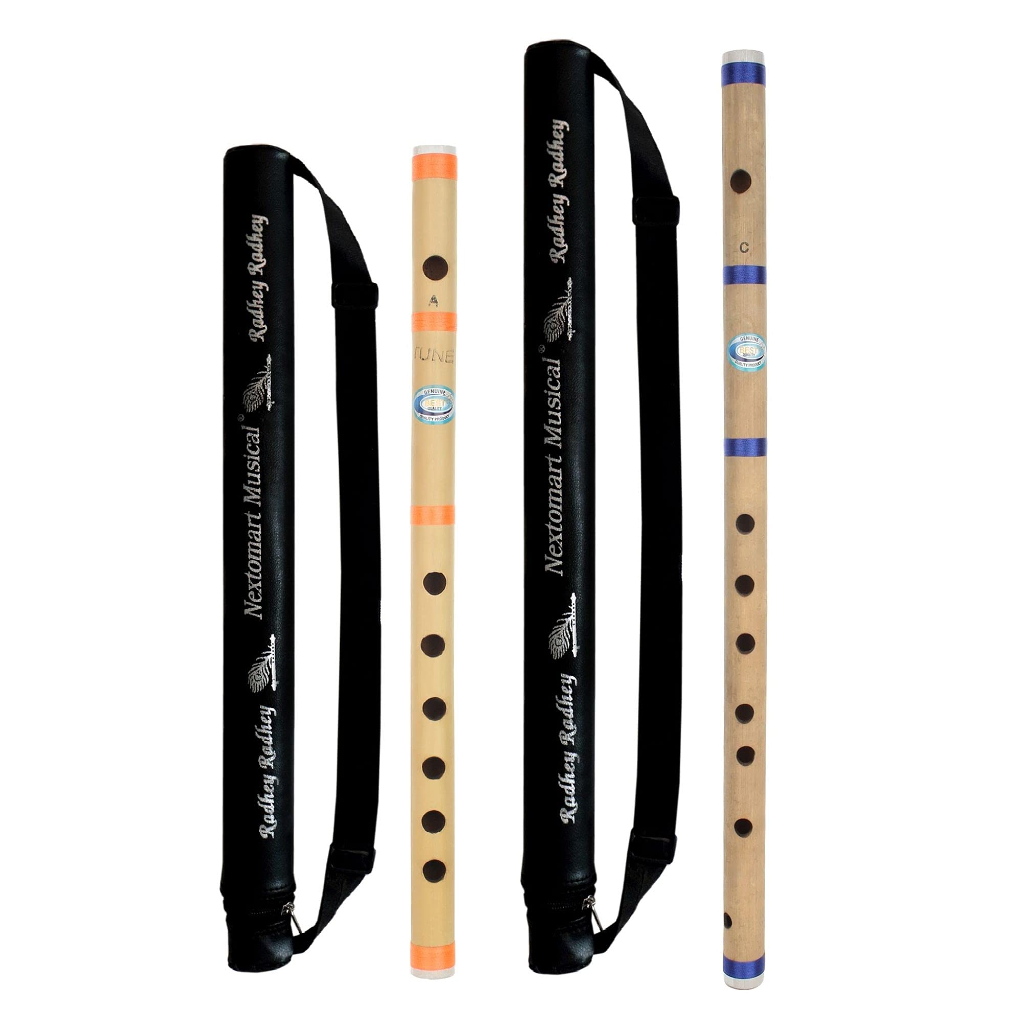 Musical Combo Flutes A Tune 6 Hole (16 Inch) & C Natural Regular 7 Hole (19 Inch) Bamboo Flute Bansuri with Flute Carry Bag Free (English Note)-image-34