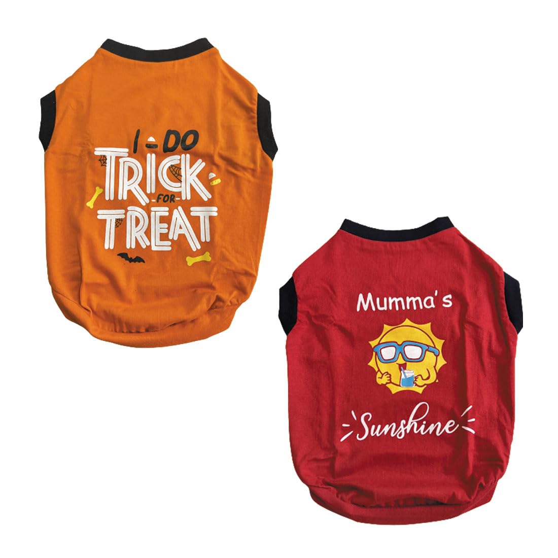 WAGZY Red And Orange Stretchable Summer Cotton Hosiery T-Shirts For Puppies,Kitten,Dogs And Cats (16" Medium)