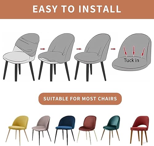 Miniatura 6 de Eco-Ancheng Juego de 6 fundas para silla de comedor, tapizadas, con respaldo curvado, diseño moderno de mediados de siglo, funda para silla de