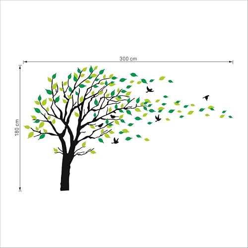 Miniatura 4 de Adhesivo decorativo para pared diseño de árbol que sopla en el árbol de viento extraíble para pared para pared decoración de habitación infantil