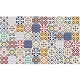Calidad excepcional: Gran tecnología de impresión, diseño moderno y único, tendencia para decorar interiores. Decora tu cocina, cuarto de baño o aseo con los azulejos adhesivos de Ambiance de imitación de baldosa hidráulica.