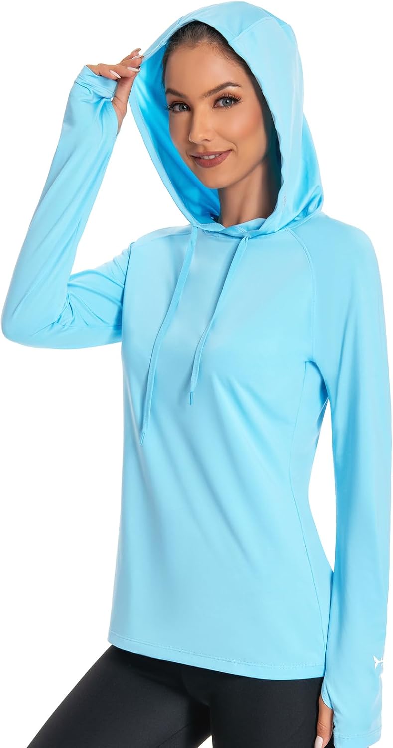 BASSDASH Women’s UPF 50+ Hiking Fishing Hoodie UV Shirt Long Sleeve Outdoor Activewear Breathable Lightweight Stretch