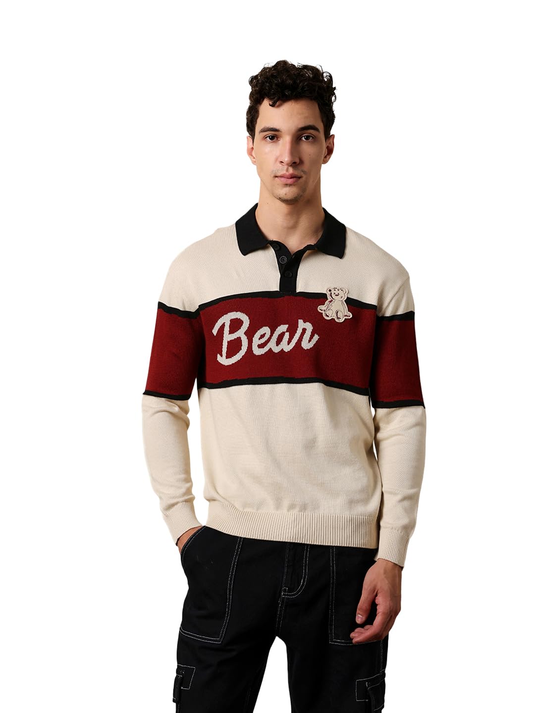 the bear house Men's Beige Full Sleeve Polo-picture-29