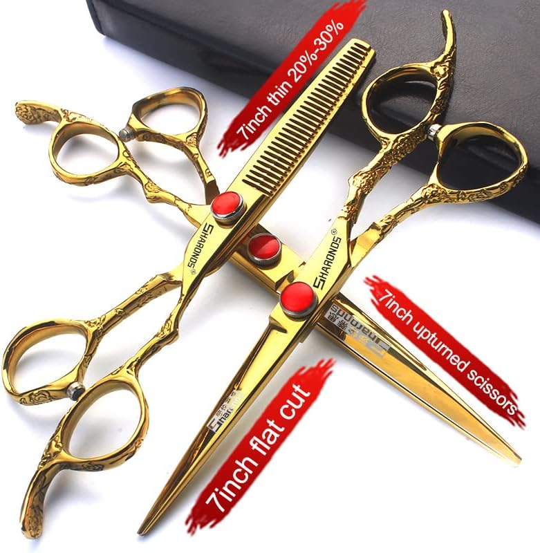 SHARONDS 7-Inch Professional Hair Scissors, Gold, Modern Retro Style, Hair-Cutting Shears, Stainless Steel
