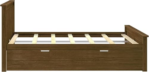 Miniatura 5 de Max & Lily Full Bed, Wood Bed Frame with Headboard for Kids with Trundle, Slatted, Walnut