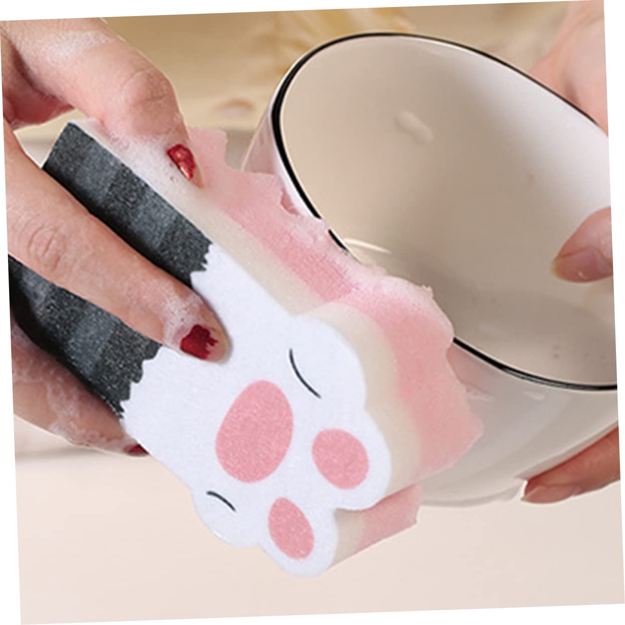 Didiseaon Adorable Cat Sponge Pan Washing Sponge for Kitchen Cleaning Random Color