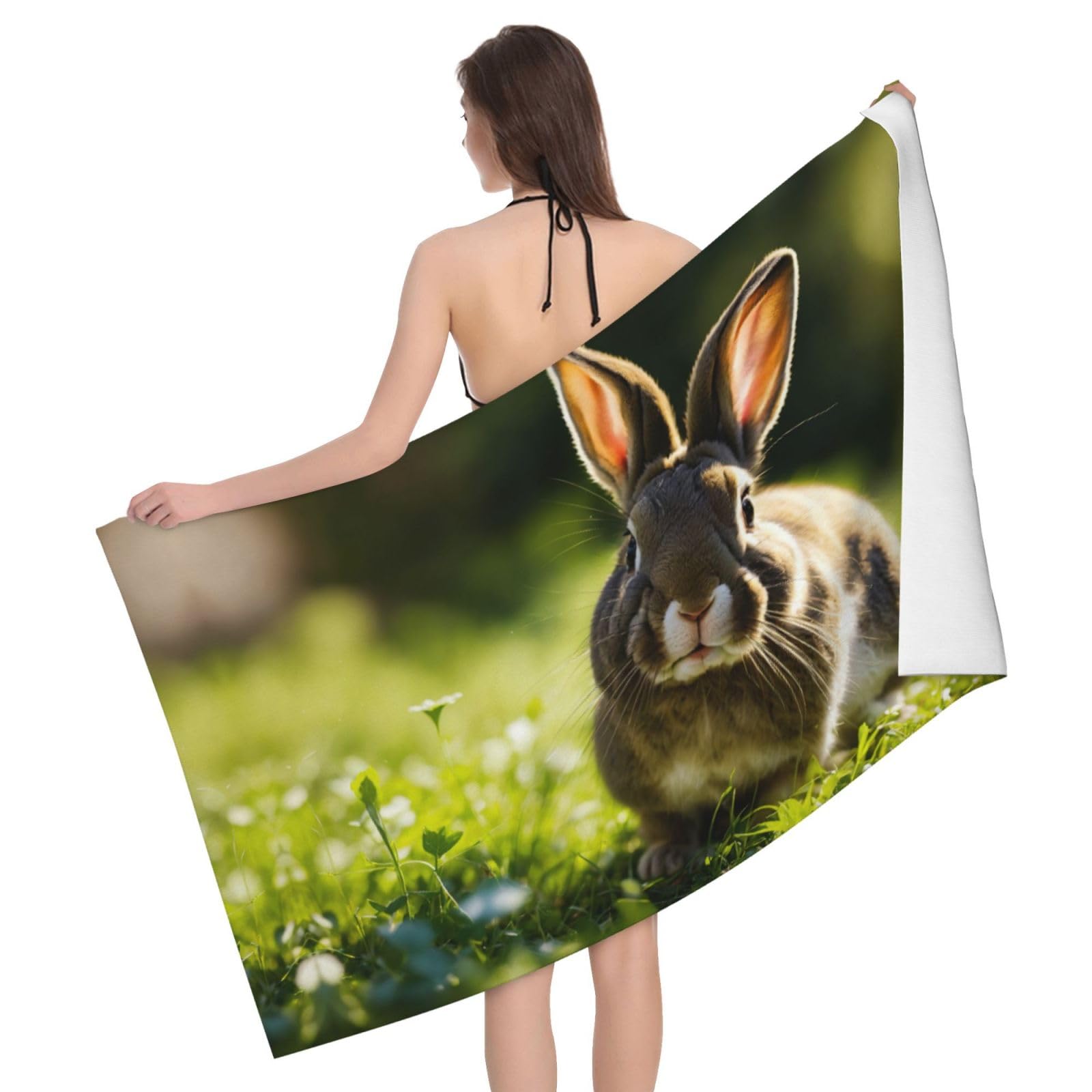 Toallas de playa de gran tamaño con estampado de conejitos y conejos, de secado rápido, suaves, ligeras, regalo de viaje