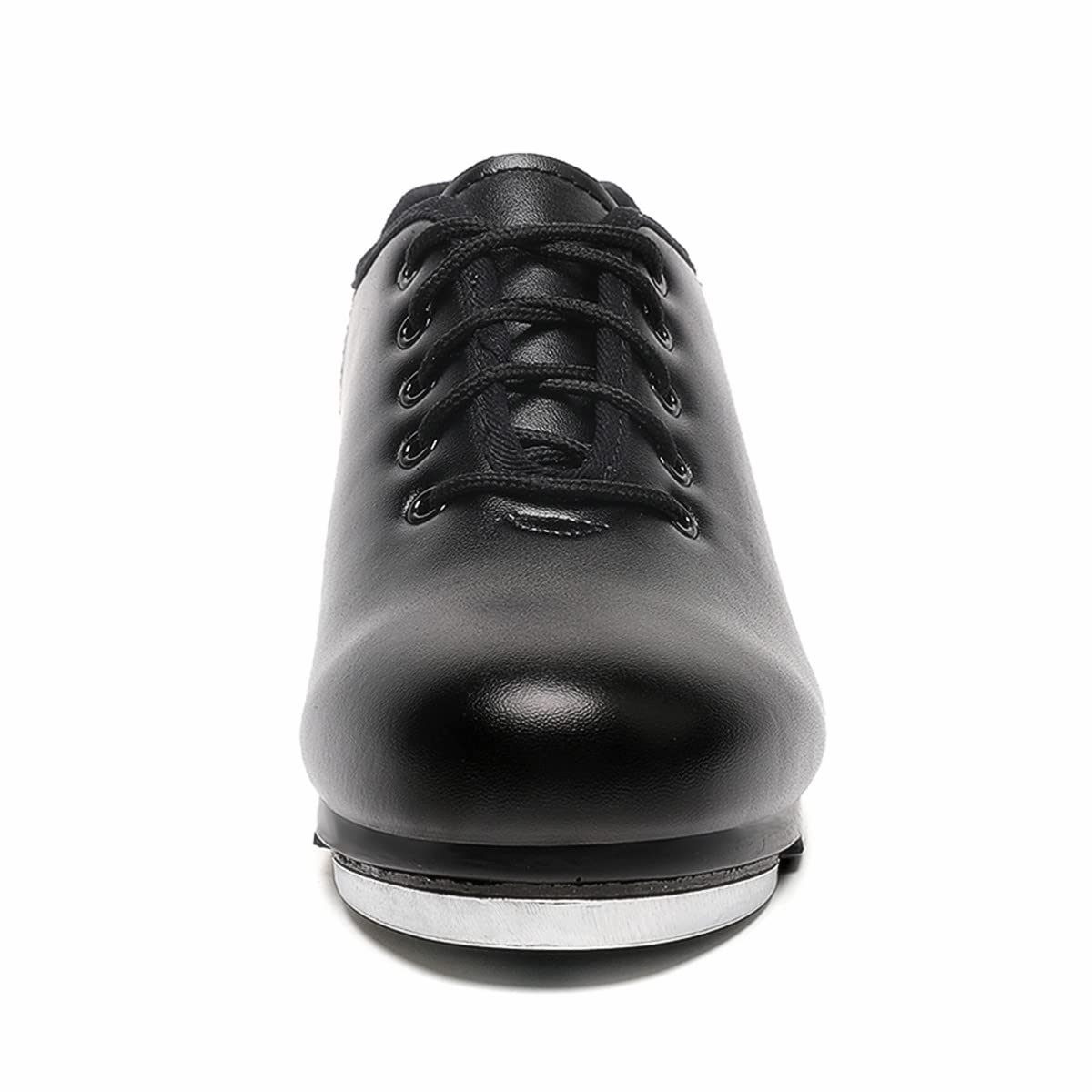 Mens Lace Up Black Tap Shoes Leather Oxford Dance Shoe (10.5 / Black)