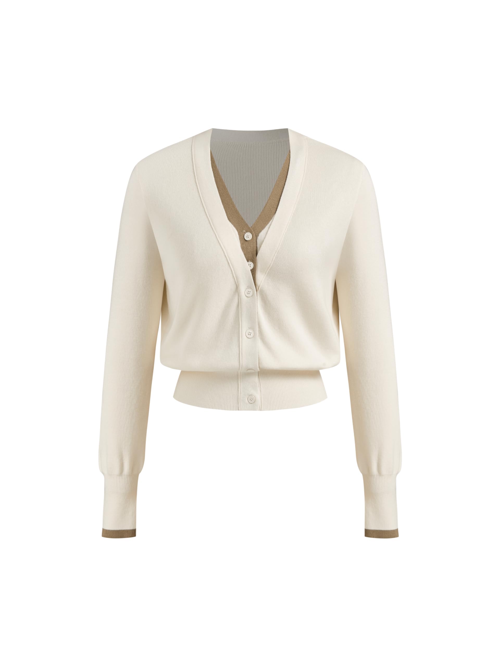 cider Wool-Blend Knit V-Neck Two Tone Solid Button Oversized Cardigan-picture-11