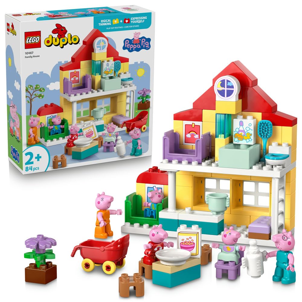 LEGO DUPLO Dom rodzinny 10467 | domek dla dzieci, klocki dla 2-latka, prezent dla dziewczynki i chłopca 2+, rodzinna zabawa, 84 elementy