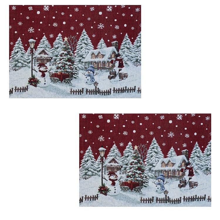 2 Stück Tischset Mitteldecke Platzdeckchen Gobelin rot Winter...