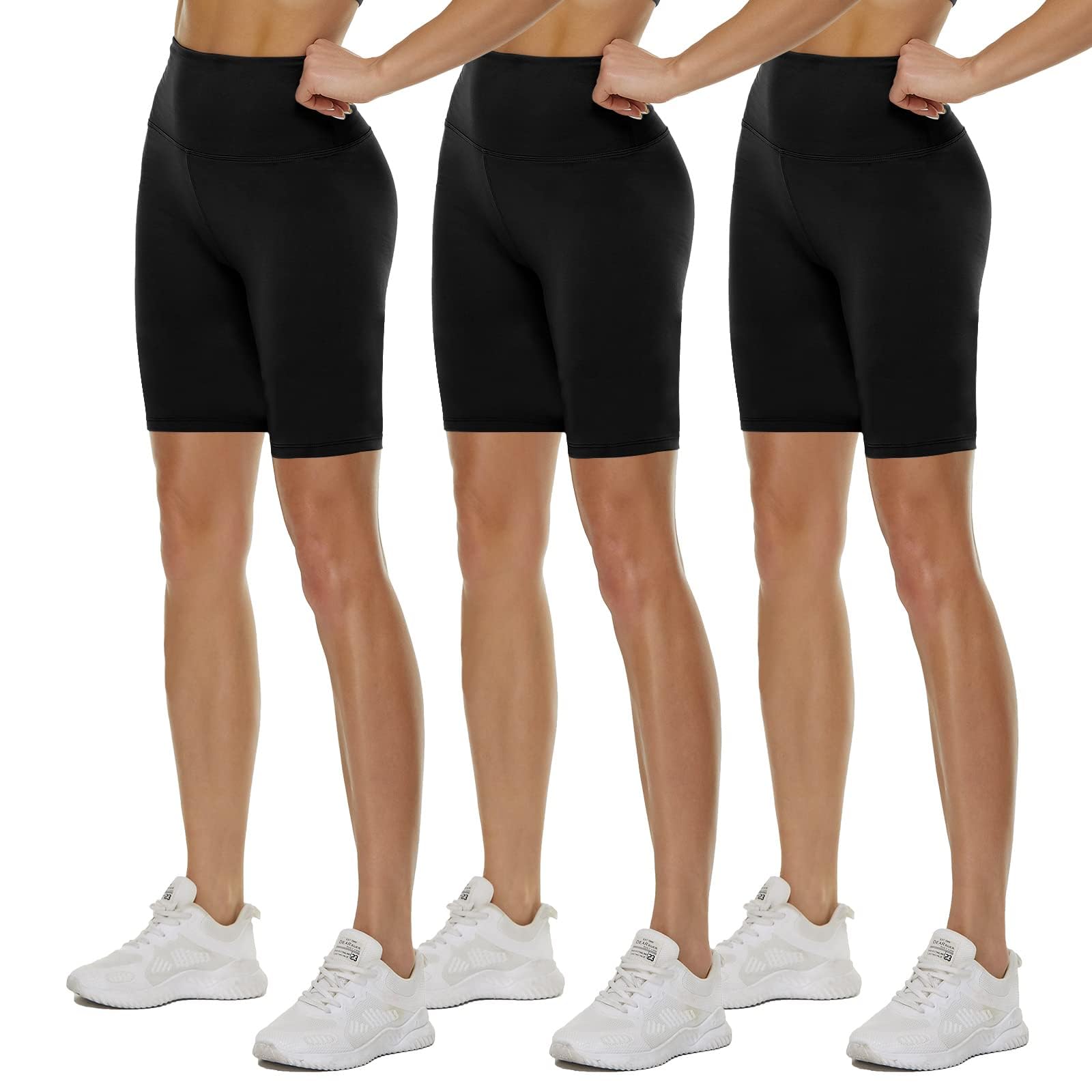 3 Pack High Waisted Biker Shorts for Women – 3"/ 5"/ 8" Black Workout Yoga Compression Novelty Shorts for Running