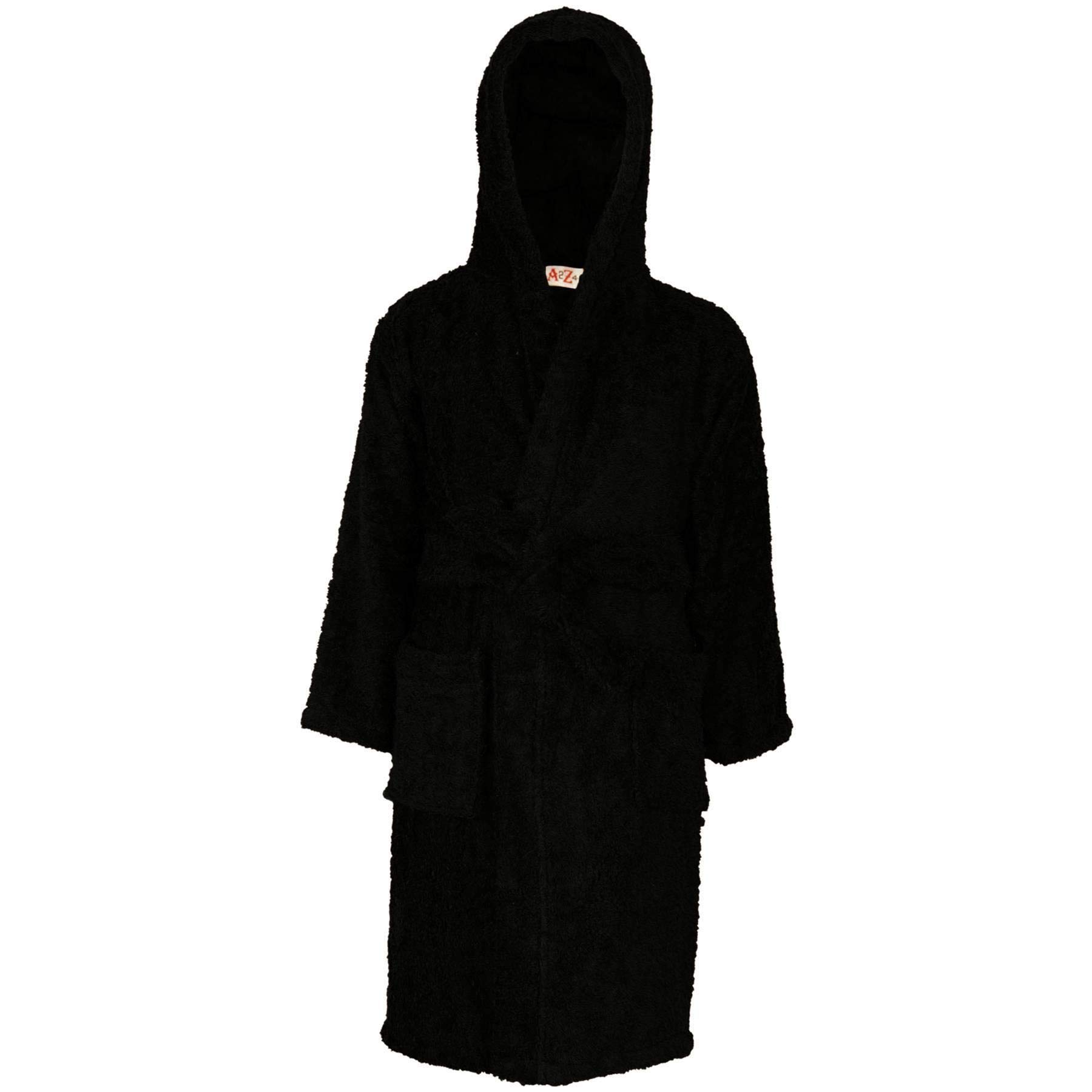 A2Z 4 Kids Girls Boys Terry Towel Beach Bathing Hooded - Towel Bathrobe Black_3-4