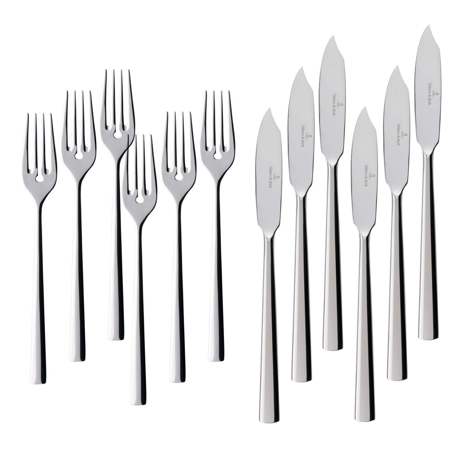 Villeroy & Boch Piemont couteaux et fourchettes à poisson 6 x 2 pièces