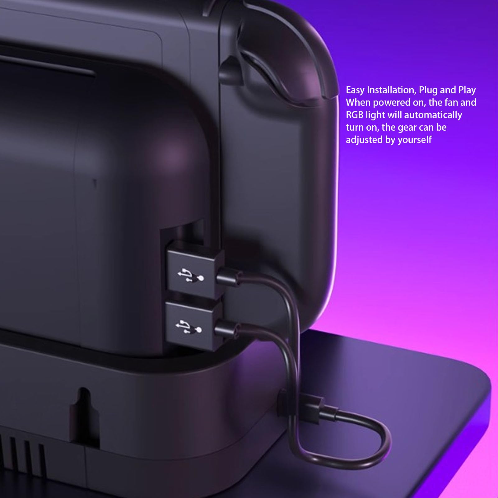 Lylithuif Base di raffreddamento adatta per 2 Console Stazione dock di raffreddamento a doppia ventola con 2 porte HUB USB 3 velocità regolabili Montaggio a parete con luce RGB per