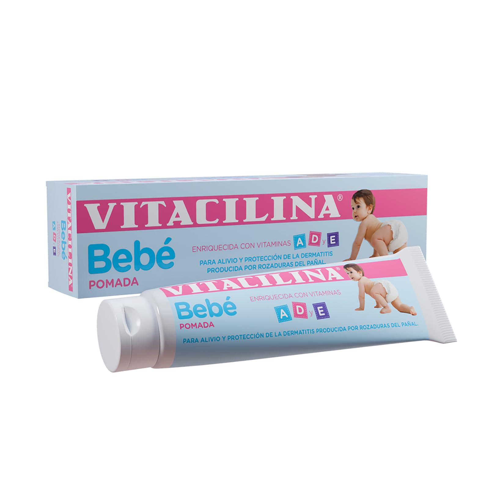 Vitacilina Bebe Diaper Rash Ointment Skin Protectant with Vitamins and Wetting oils Protects Babys Skin 2-Pack of 1
