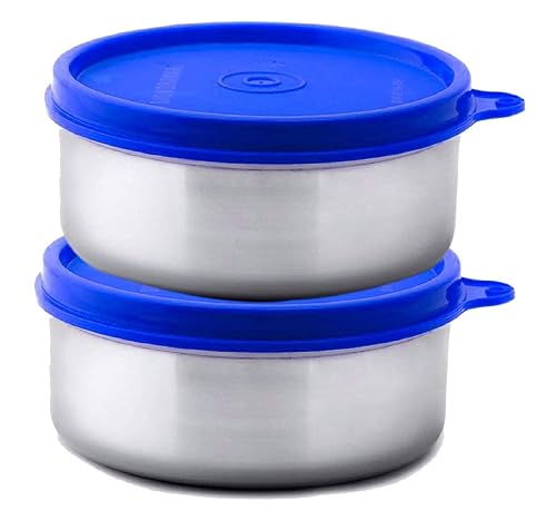 SignoraWare Executive Stainless Steel Medium Storage Container | Airtight & Leakproof | Compact | Versatile & Convenient | Ideal for Storing Dry fruits, Nuts & Snacks (350mlx2 | Set of 2 | Violet)
