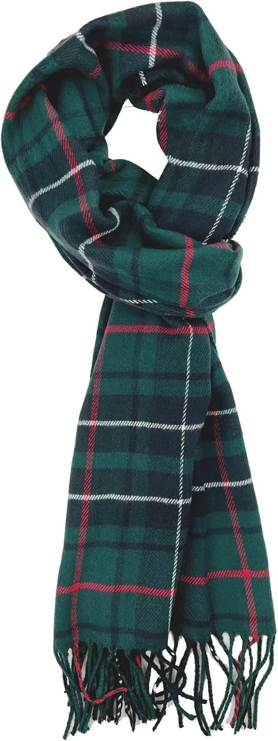 Plum Feathers Plaid Check and Solid Cashmere Feel Winter Scarf, Warm Scarfs, Cold Weather Accessories, Fringe Scarves