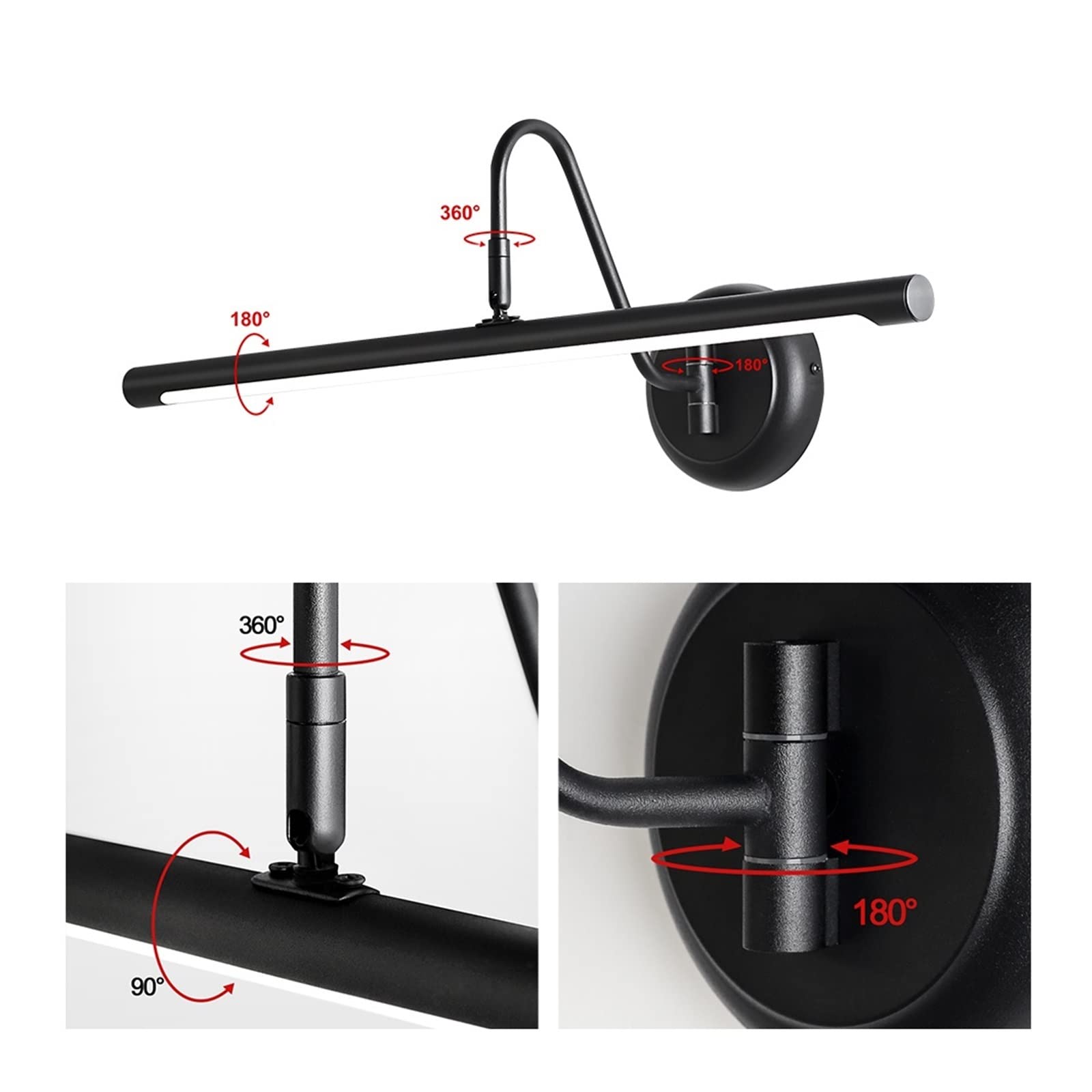 Kinkiet Led Morden czarny oświetlenie łazienkowe 18W 20W kryty sypialnia salon dla domu AC85-260 długi kinkiet ścienny(2700-3500K,43cm)