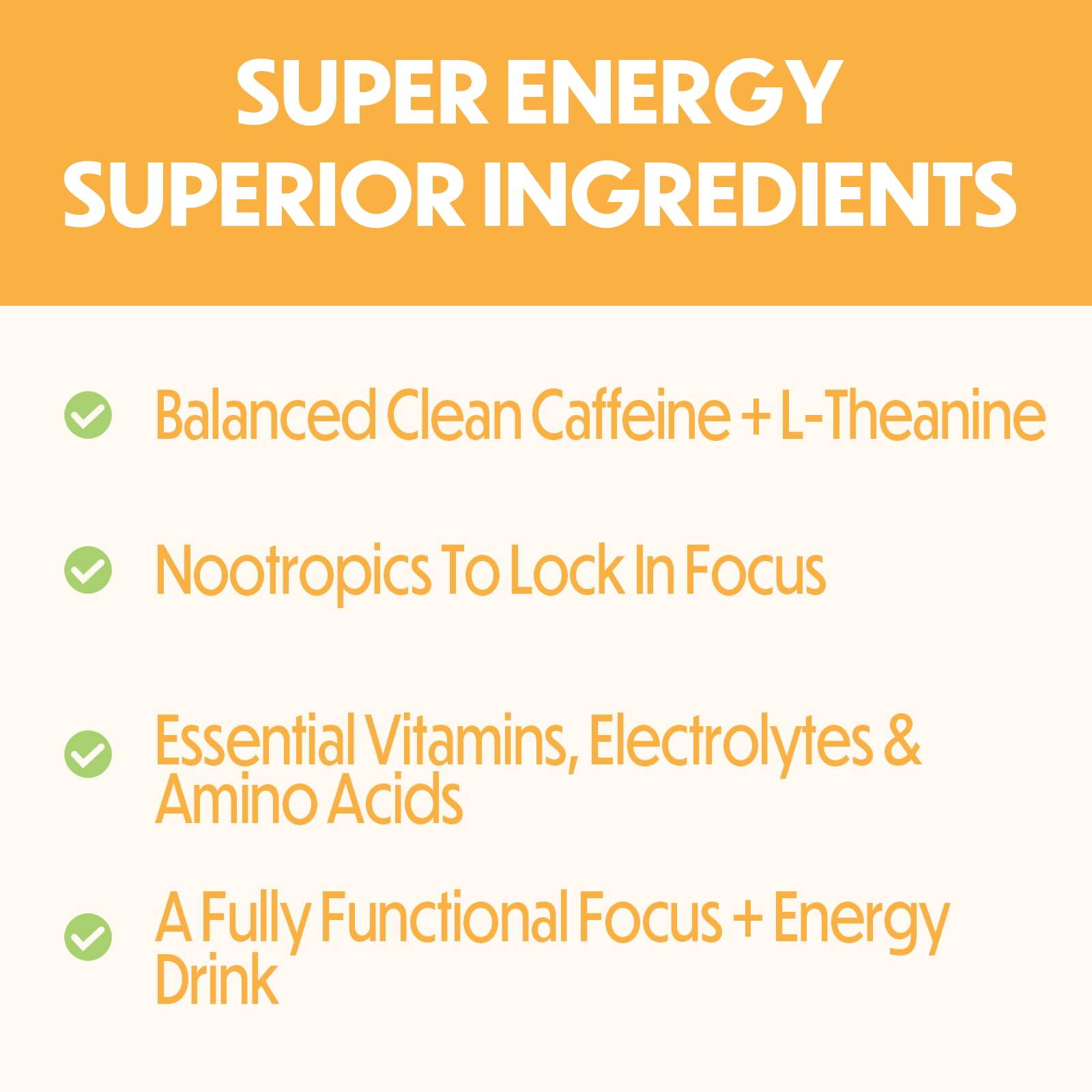 Forgge Energy Booster Super Drink - Clean Caffeine + B12, B6, C & D Vitamins - Sugar Free Energy Drink Powder with Electrolytes, Amino Acids, Antioxidants, Lions Mane - Vegan, Keto-Friendly - 30 SVG, Peach Mango — Amazon image 8