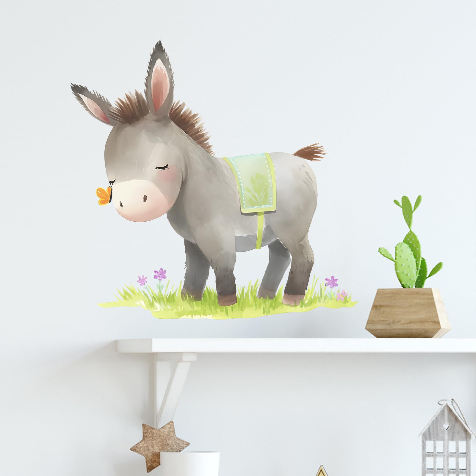 Sticker mural âne en vinyle autocollant pour décoration de chambre d'enfant