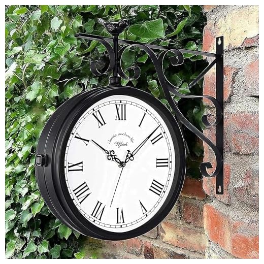 20 Inch Large Outdoor Clock Double Sided Metal Clock Outdoor Indoor Waterproof Retro Wall Clocks for Patio Pool Garden Home